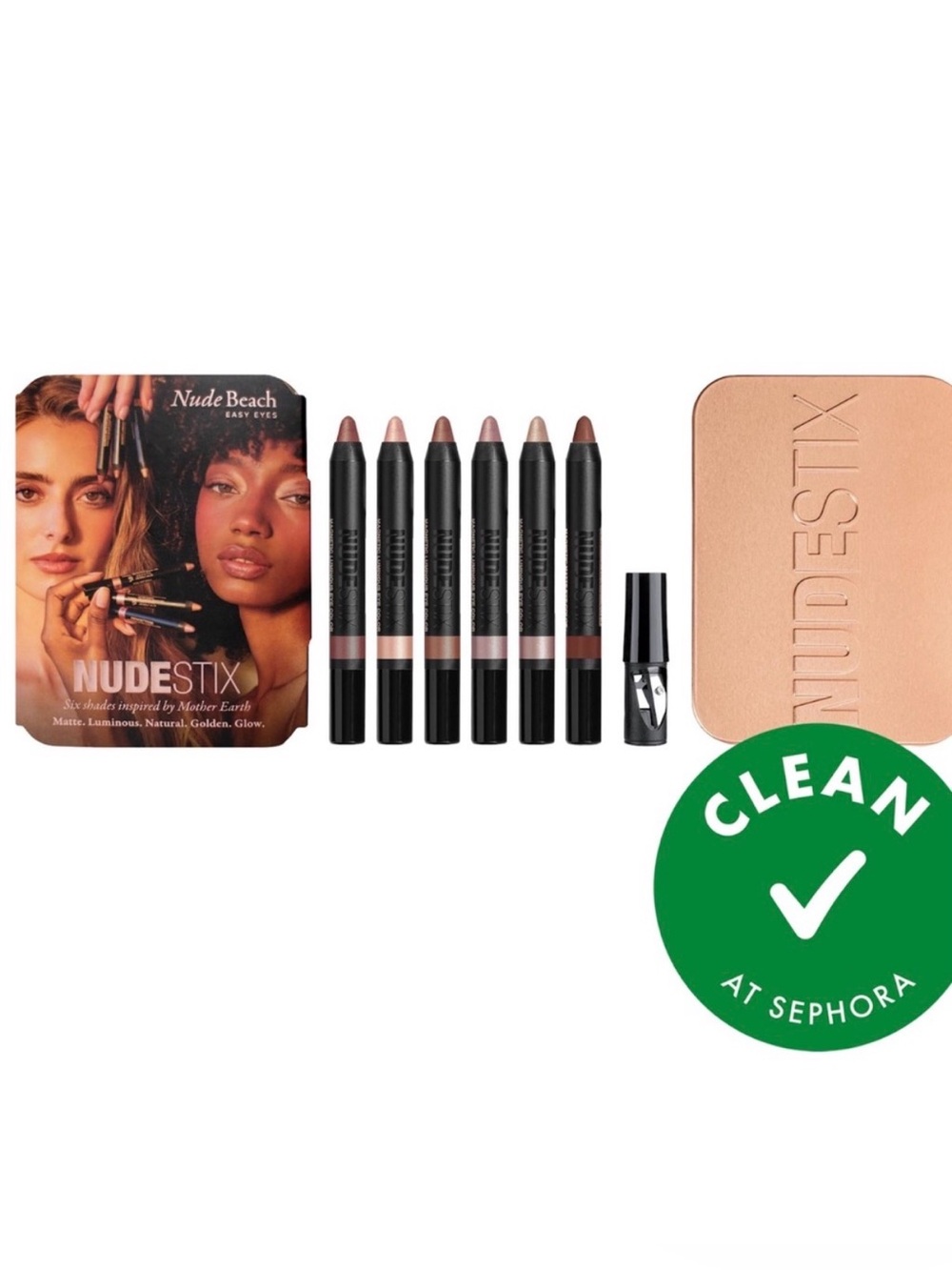 NUDESTIX Nude Beach Easy Eyes Six Neutral Pencils - Nude, Peach, Bronze, Taupe